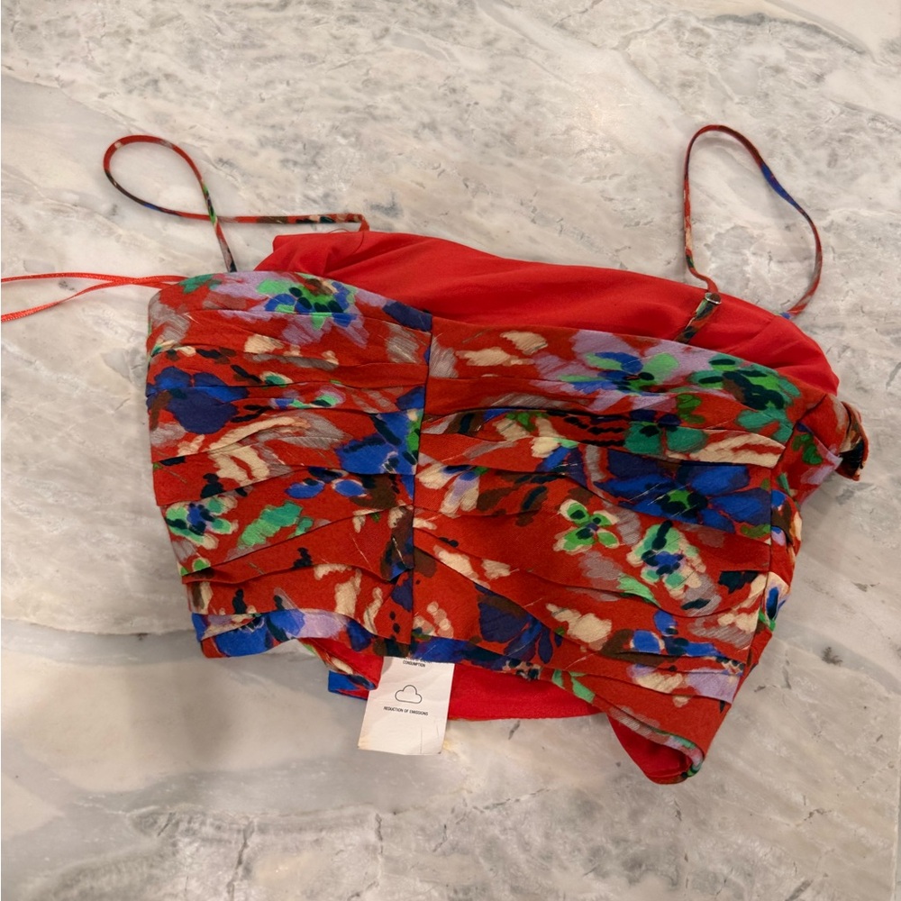 NWT Zara Red Ruffled Crop Top - Picture 3 of 3